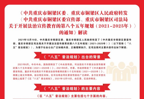 【图片解读】《中共重庆市铜梁区委、重庆市铜梁区人民政府转发〈中共重庆市铜梁区委宣传部、重庆市铜梁区司法局关于开展法治宣传教育的第八个五年规划（2021‒2025年）〉的通知》